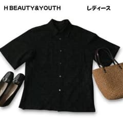 H BEAUTY&YOUTH レース半袖シャツ ブラック L~XLサイズ 極美品 - メルカリ