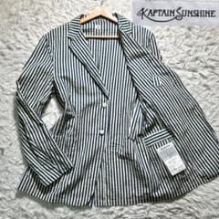 【美品】キャプテンサンシャイン　テーラードジャケット　シアサッカー　綿絹　38 美品】キャプテンサンシャイン テーラードジャケット シアサッカー 綿
