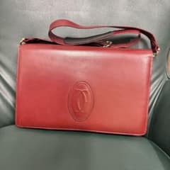 Cartier ショルダーバッグ ボルドー レザー