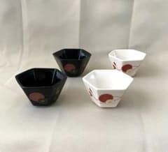六角 豆鉢 4個セット 菊柄 和食器 白黒 - メルカリ