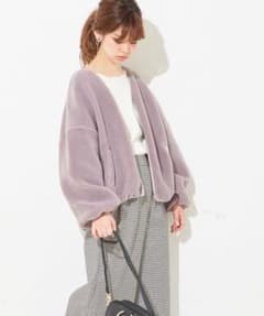 naturalcouture ボアブルゾン　紫　パープル　コート　ボアアウターのサムネイル