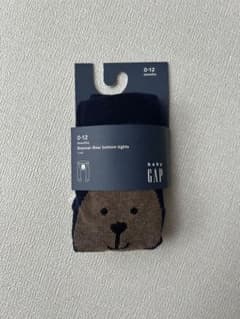【新品未使用】baby GAP ベビータイツ 0-12ヶ月 クマ ネイビーのサムネイル