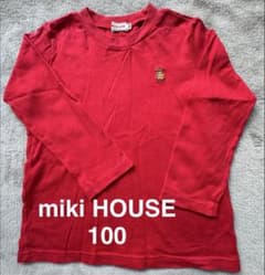 mikiHOUSE 長袖カットソー 100cm 赤 くま刺繍のサムネイル