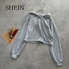 【シインDazy】（M）グレー プルオーバー パーカーフードシンプル無地 冬服