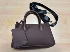 ・【新品】2WAY ハンドバッグ ショルダーバッグ ブラウン 上品 シンプルのサムネイル