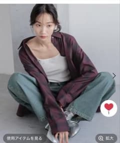 LOWRYS FARM オンブレチェックシャツＬＳ　レッドのサムネイル