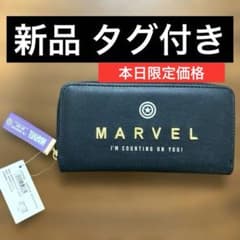 [신품] MARVEL 라운드 패스너 장 지갑 블랙