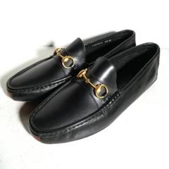 d0064 【新品同様・試着程度】 グッチ ビットローファー 42.5M 黒
