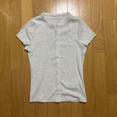Abercrombie & Fitch リブ 半袖 ポロシャツ グレー Sのサムネイル