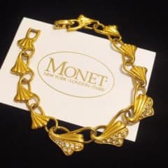 MONET　モネ　ゴールド　ブレスレット　リーフ　ペタル　ヴィンテージ　チェーン