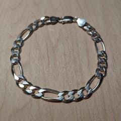silver 925 Italy BA シルバー フィガロチェーン ブレスレット - メルカリ