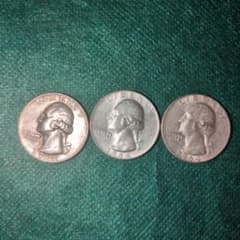 1964年 米国 クォーターダラー 銀貨 3枚セット - メルカリ