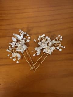 ヘアピン 2本セット ゴールド パール クリスタルのサムネイル