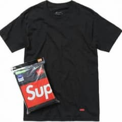 完売Lサイズ！ 送料無料！ 新品Supreme Hanes Tシャツ黒のサムネイル
