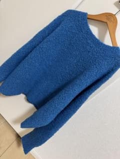 coen ボアニットセーター ブルー フリーサイズ