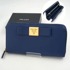 ✨未使用展示品・箱付き✨　PRADA 長財布　サフィアーノ　リボン　ファスナー ✨未使用展示品✨ PRADA 長財布 サフィアーノレザー リボン