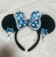 ディズニー カチューシャ ミニーちゃん 水色 ドット リボンのサムネイル