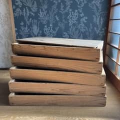 昭和レトロ 餅箱 木箱 もろぶた ばんじゅう 古道具 5枚 蓋1枚 昭和24年