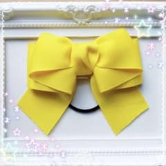 ☆ハンドメイド リボン☆ドレスリボン ヘアゴム イエロー - メルカリ