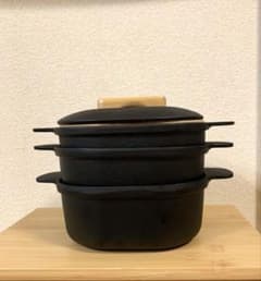 南部鉄器 ふたり鍋 3枚セット 木蓋 鉄製鍋しき付きのサムネイル