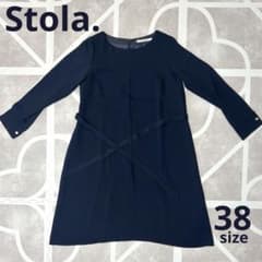 【新品未使用】Stola. ネイビー ひざ丈ワンピース 38のサムネイル