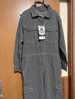 G GROUND ヒッコリーストライプ つなぎ Lサイズ　ワークス　ビルダー G GROUND ヒッコリーストライプ つなぎ Lサイズ ワークス ビルダー
