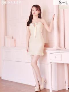 谷間魅せリボンとビジューで上品な色気♪スタイルUP マーメイドミニ丈キャバドレスのサムネイル