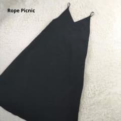 Rope Picnic Camisole A-line Long Dress, Black, Size L