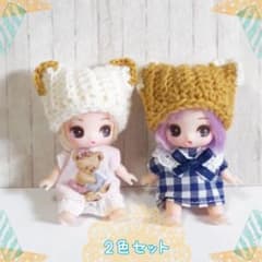 2色セット】 ぷちリカちゃんサイズ 猫耳ニット帽(フチあり) ➀ - メルカリ