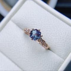 アレキサンドライト 六角形 個性派S925シルバー ローズゴールドリング アレキサンドライト 六角形 個性派S925シルバー ローズゴールドリング