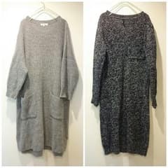 ニットワンピース  黒×白ミックスのサムネイル