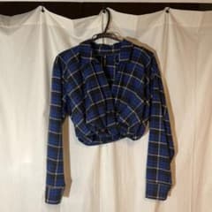 ZARA ネルシャツ 長袖 ショート丈 青 ブルーのサムネイル