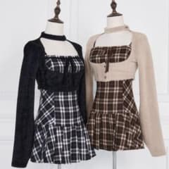 BunnyLis ファーボレロ×チェックミニワンピのサムネイル
