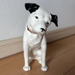 ニッパー 陶器製ビクター 犬の置物（ ニッパ）昭和レトロ黒耳 オレンジ