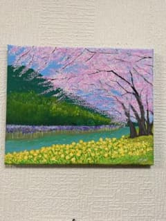アクリル画 原画 のどかな春 桜 F3キャンバス - メルカリ