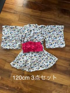 浴衣 甚平 女の子　帯つき　3点セット120cm  3wayのサムネイル