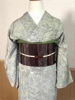 ゆ*ん様 利休色点描写単小紋帯付き ゆ*ん様 利休色点描写単小紋帯付き - メルカリ
