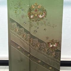 D83 訪問着 汕頭・蘇州刺繍 鳳凰 更紗 正絹 着物 袷 極美品 - メルカリ