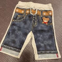 Thumbnail of お値下げ❗️【美品】ミキハウス プッチー君デニム風パンツ だまし絵90㎝