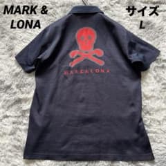 MARK&LONA メンズ ゴルフ ポロシャツ ネイビー スカル 銀ボタン L