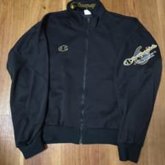 ちゅう2747 古着90年代Old トラックジャケット刺繍ロゴ 90s80sChampion トラックジャケット ブラック 刺繍ロゴサイズO - メルカリ