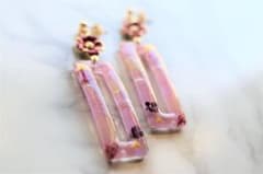 pink flower スクエアピアス☾dusky pink☽のサムネイル