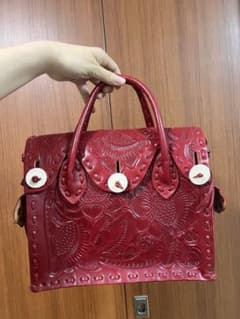 GRACE CONTINENTAL Carving Tribes ハンドバッグ赤 - メルカリ