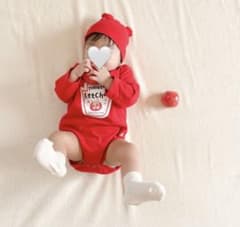 【おもち様専用】ケチャップ ロンパース 帽子ハロウィン コスプレのサムネイル