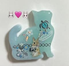 再販不可。海うさぎレジンヘアゴムブローチ - メルカリ