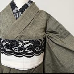 着物 深緑 モスグリーン 紬 単衣 上品 裄67 居敷あて付き - メルカリ