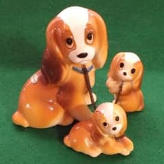 昭和レトロ Disney ディズニー わんわん物語 陶器 置物 【3点セット