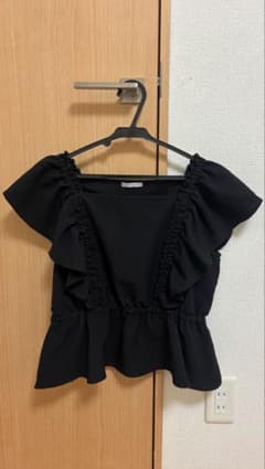 COLZA フリル 半袖ブラウス ブラックのサムネイル