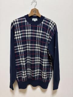 BURBERRY GOLF ニット セーター チェック柄 ネイビー - メルカリ