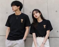 アミパリスAmi Paris Tシャツ L ブラック 男女兼用 ハートロゴ 半袖